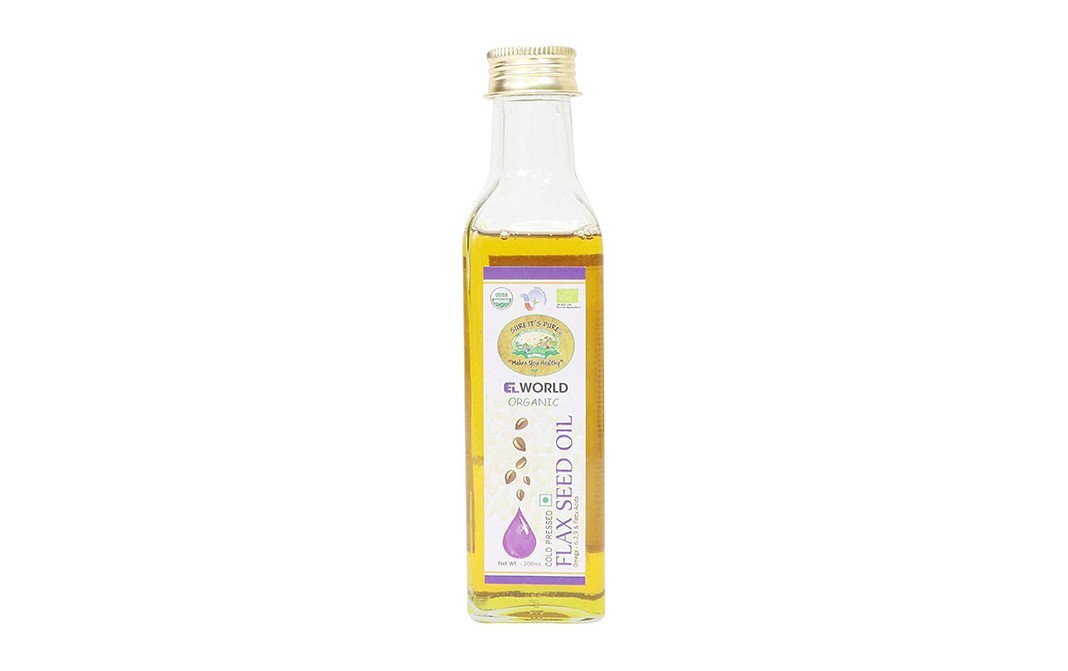Elworld Organic Flaxseed Oil    Glass Bottle  200 millilitre